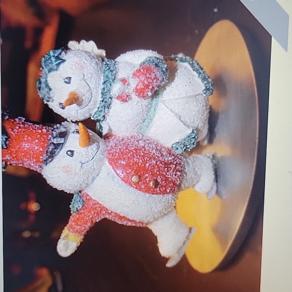 Bath & Body Works Snowman Snow woman candle stand holder glistening silver EUC … - Picture 3 of 4